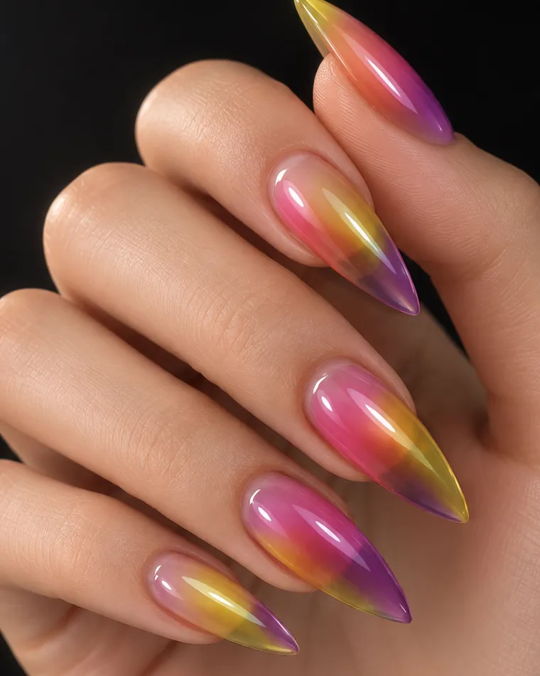 Uñas con el acabado Murano Glass
