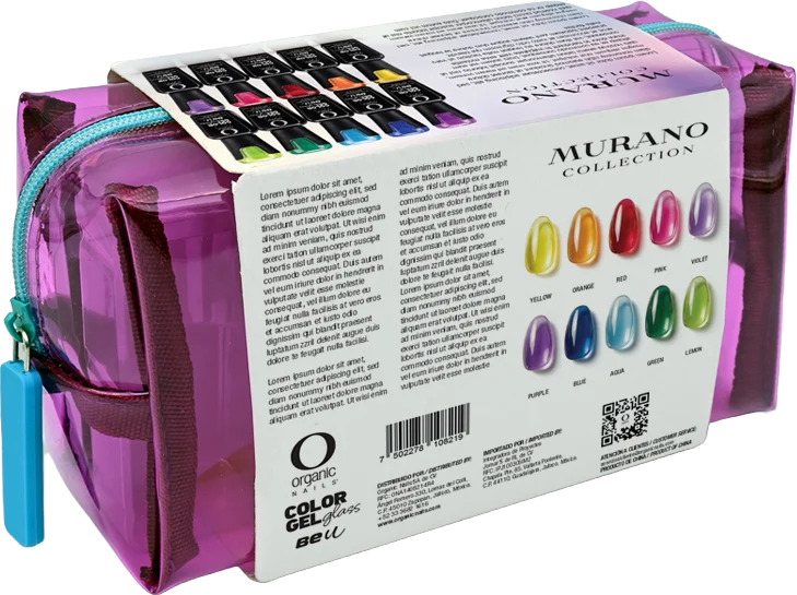 Reverso del estuche, con la ficha de los diez colores